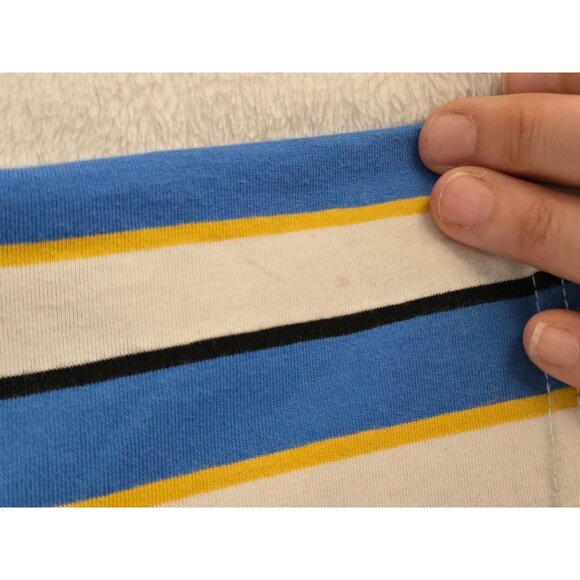 Nickelodeon SpongeBob Blue Yellow Striped T-Shirt Embroidered Bob, Boys Large - Picture 8 of 13